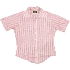 80s Vintage Sears Men's Store Striped Knit Hippie Boho Disco Work Dress Shirt